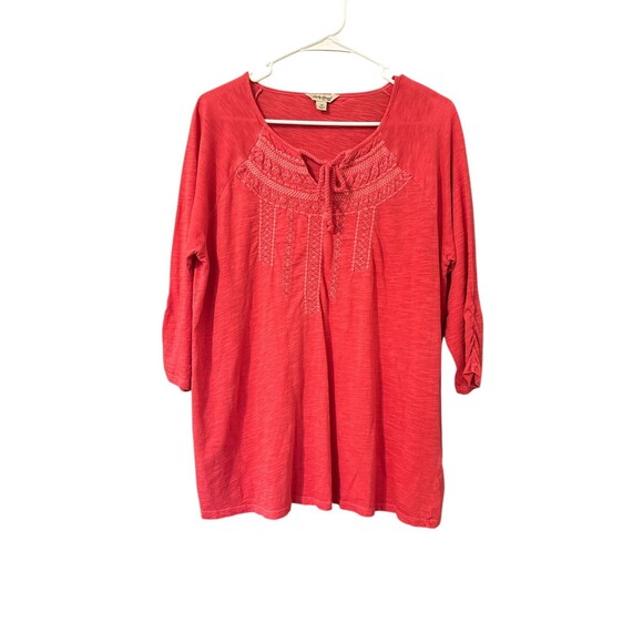 Lucky Brand Tops - Lucky Brand Bohemian Tunic Top With Tassels Coral Long Sleeve Size 1X